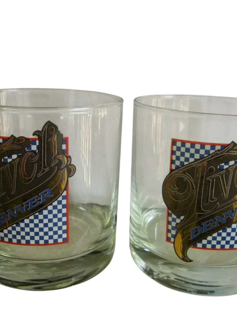 Vintage Tivoli Union Brewing Denver Colorado Pair of Lowball Rocks Glasses